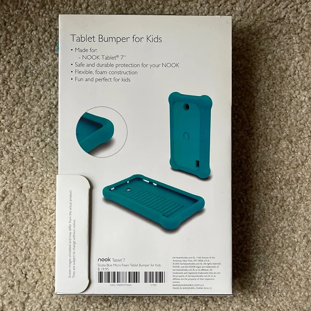 NIB Blue NOOK Tablet Micro Foam Bumper For Kids Made for NOOK 7